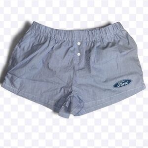 Ford Women's Light Blue Pinstripe Athletic Lounge Shorts
